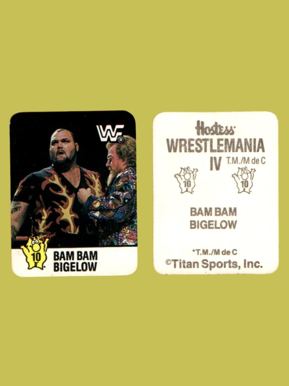 5/$20 WWF x Hostess Potato Chips Bam Bam Bigelow 1988 WrestleMania IV Sticker